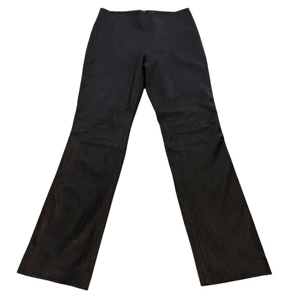 Vintage Michael Hoban Straight Leather Pants Sz 8 North‎ Beach Black 30.5x32 - Picture 1 of 15